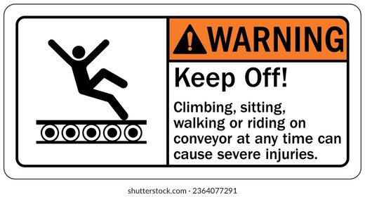 Conveyor warning sign and labels