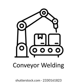 Conveyor Welding Outline Icon Design illustration. Smart Industries Symbol on White background EPS 10 File