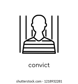 Convict icon. Trendy modern flat linear vector Convict icon on white background from thin line law and justice collection, editable outline stroke vector illustration