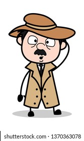 Convict - Retro Cartoon Police Agent Detective Vector Illustration