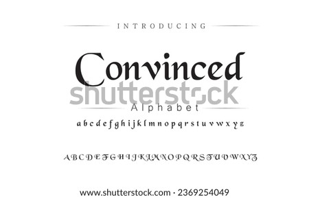 Convinced Elegant Font Uppercase Lowercase and Number. Classic Lettering Minimal Fashion Designs. Typography modern serif fonts regular decorative vintage concept. vector illustration