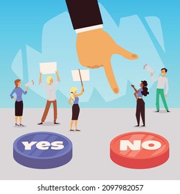 Convincing And Influence On Choice Or Making Decision, Flat Vector Illustration Isolated On White Background. Positive Or Negative Persuasion And Convince Concept.