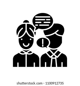 Convincing the interlocutor black icon concept. Convincing the interlocutor flat  vector symbol, sign, illustration.