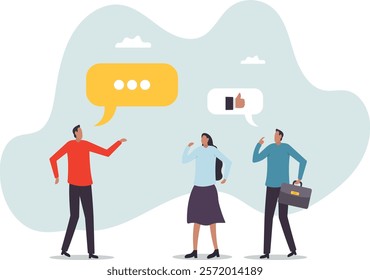 Convincing people persuade to believe in idea, influence or communicate reason in meeting argument, charm or leadership .business concept.flat character.