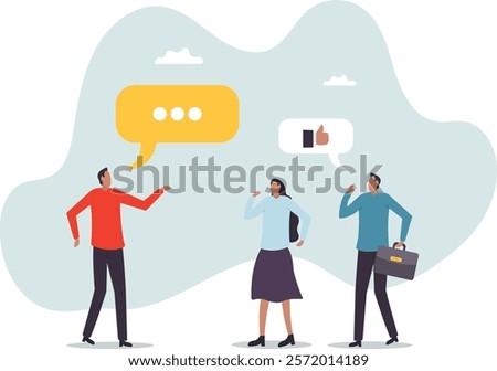 Convincing people persuade to believe in idea, influence or communicate reason in meeting argument, charm or leadership .business concept.flat character.