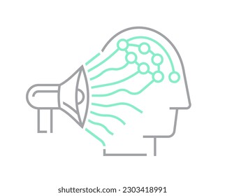 Convincing, persuading icon, pictogram. Information overload concept. Mind manipulation. Editable vector illustration isolated on a transparent background.