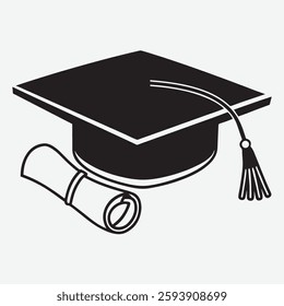 Convocation hat silhouette vector illustration