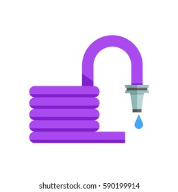 Convoluted garden hose icon. Watering hosepipe sprayer vector illustration.
