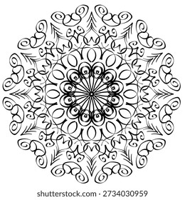 Diseño de mandala enrevesado para colorear libro, etiqueta engomada de la tarjeta de felicitación, patrón de encaje o tatuaje, diseño de yoga