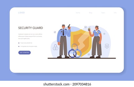 Convoy Web Banner Or Landing Page. Transportation Of A Criminal In An Armored Truck. Money Collecting And Protection. Escort Of Professional Security Guards. Vector Isolated Illustration