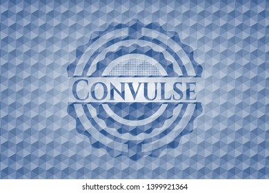 Convulse blue badge with geometric background. Vector Illustration. Detailed.