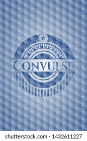 Convulse blue badge with geometric pattern background. Vector Illustration. Detailed.