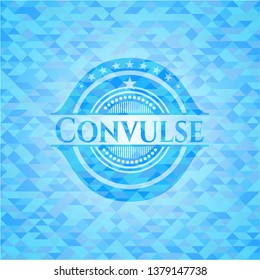 Convulse realistic sky blue emblem. Mosaic background