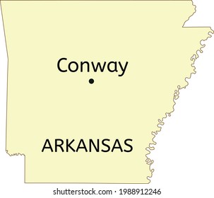 Conway city location on Arkansas state map