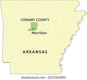 Conway County and city of Morrilton location on Arkansas state map