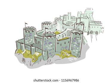 Conwy castle vector sketch