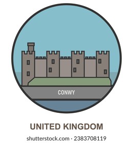 Conwy. Cities and towns in United Kingdom. Flat landmark