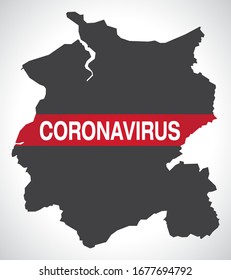 Conwy WALES UK principal area map with Coronavirus warning illustration