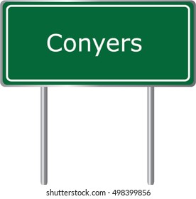 Conyers , Georgia , road sign green vector illustration, road table, USA city