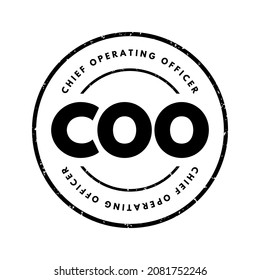 COO Chief Operating Officer - one of the highest-ranking executive positions in an organization, acronym text stamp