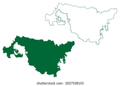Cooch Behar district (West Bengal State, Republic of India) map vector illustration, scribble sketch Cooch Behar map
