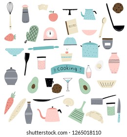 coocking all elements vector illustrations