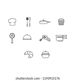 coocking icons set outline