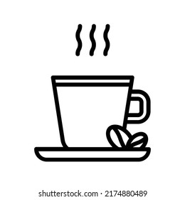 Coofee Icon. Line Art Style Design Isolated On White Background
