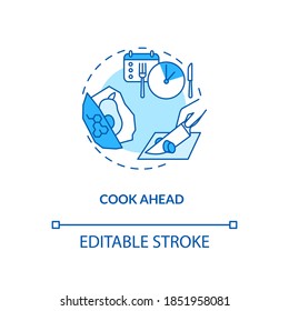 Cook ahead concept icon. Preparing organic tasty meals for tomorrow. Becoming a vegetarian tips idea thin line illustration. Vector isolated outline RGB color drawing. Editable stroke