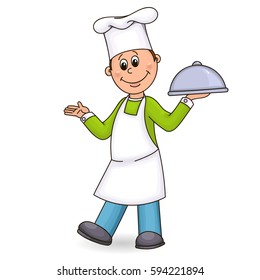 Cook in an apron and cap.