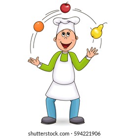 Cook in an apron and cap.