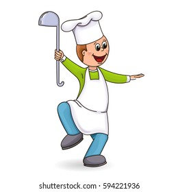 Cook in an apron and cap.