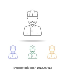 Cook avatar multicoloured icons. Element of profession avatar of for mobile concept and web apps. Thin line  icon for website design and development, app development on white background