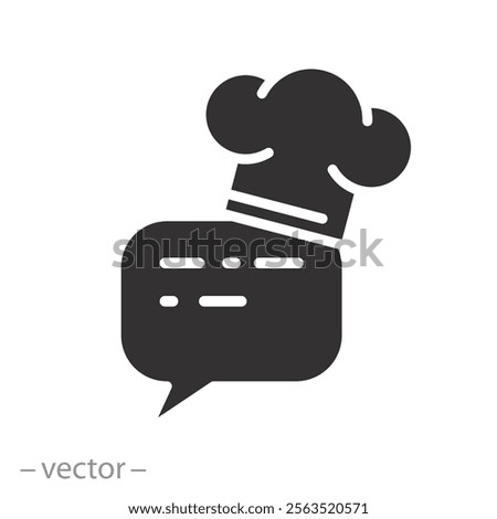 cook blog, advice from the chef, learning cooking classes in internet, recipe online chef icon, flat vector illustration