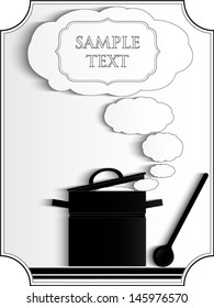 cook, boiling pan white steam / silhouette/ vector illustration eps 10