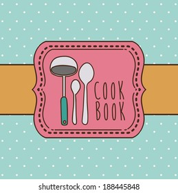 Cook Book Design Over Blue Background ,vector Illustration