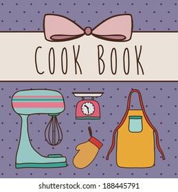 Cook book design over purple background ,vector illustration