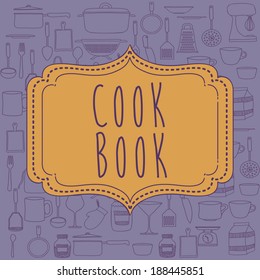 Cook book design over purple background ,vector illustration