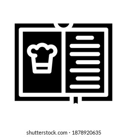 vector de icono de glifo de libro de cocinar. signo del libro de cocinero. símbolo de contorno aislado ilustración negra