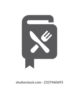 Cook book with knife and fork vector icon. Cookbook, recipe instructions symbol.