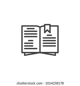Cook book line icon, outline vector sign, linear style pictogram isolated on white. Recipe book with bookmark symbol, logo illustration. Editable stroke