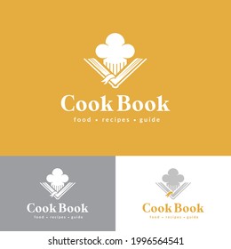 COOK BOOK logo can be used for creating businesses for Cooking Apps, Restaurants, Cuisine Websites, Blogs For Cooking, Eateries, Cooking Tutors 
