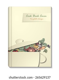 Cook Book Or Manu Cover Template,  Retro, Minimalistic Design.  Vector Eps10.