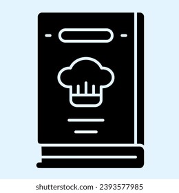 Cook book solid icon. Recipes closed pocketbook with cap sign. Home-style kitchen vector design concept, glyph style pictogram on white background, use for web and app. Eps 10