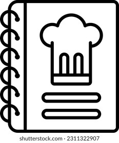 Diseño de iconos de línea vectorial de libro de Cocina, símbolo de panadería y orfebrería, signo de Cuisine Maestro, ilustración de stock de conocedor de comida, concepto de libro de recetas de chef