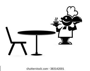 Cook brings order to the table. Vector