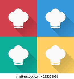 cook cap icon , flat design on 4 color background