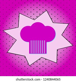 Cook cap .Purple icon pop-art background .Vector.