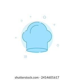 Cook, cap vector icon. Flat illustration. Filled line style. Blue monochrome design. Editable stroke. Adjust line weight.