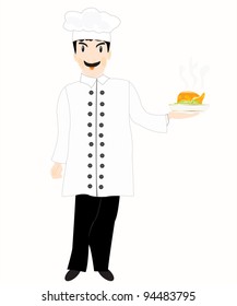 Cook carries hot dish